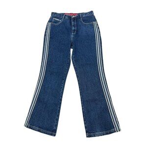 Vintage Womens Revolt Jeans 14 Blue High Rise Flare Side Stripes 90s Y2K NEW